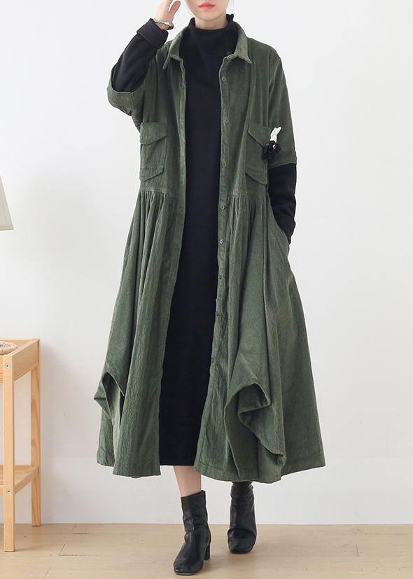 Unique green Fashion trench coat Tunic Tops false two pieces spring co ...