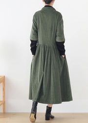Unique green Fashion trench coat Tunic Tops false two pieces spring coats - SooLinen