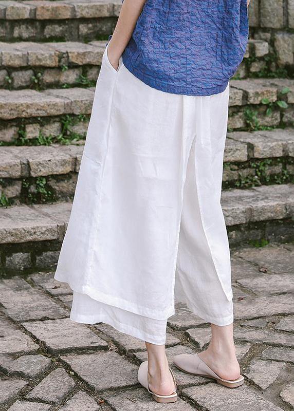 white linen wide leg pants plus size