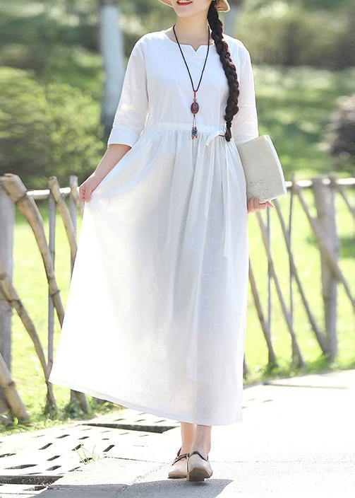 white cotton dress long sleeve