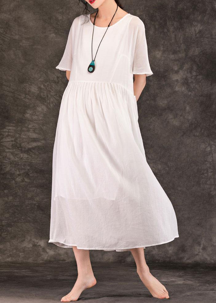 white linen dress with pockets