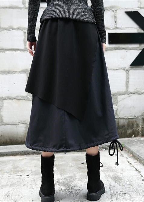 baggy black Midi-length skirt oversize traveling clothing patchwork vi ...