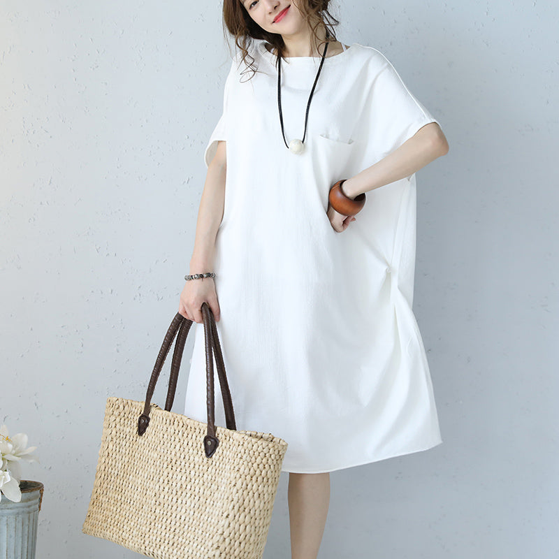baggy white natural cotton dress 