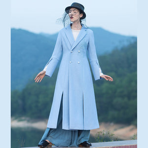 light blue coat dress