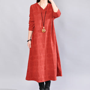 maroon linen dress