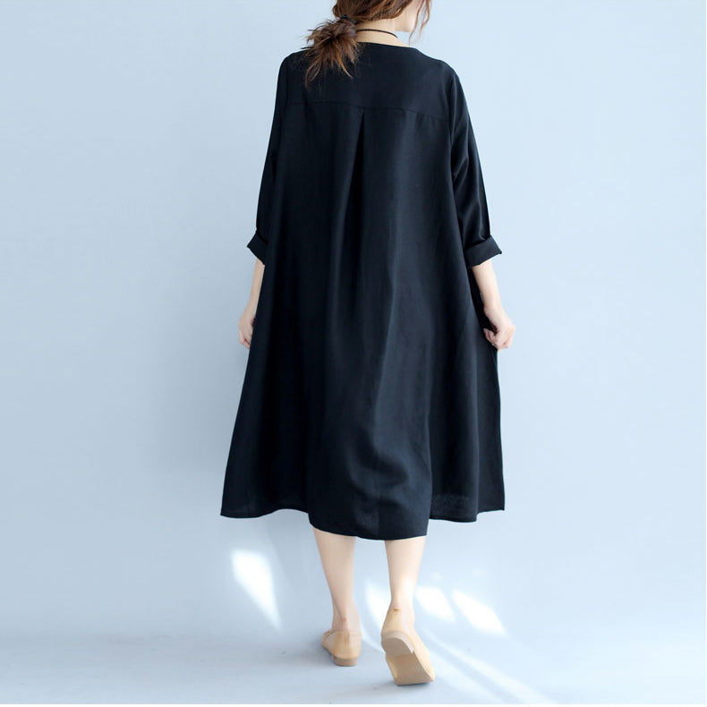 black cotton maternity dress