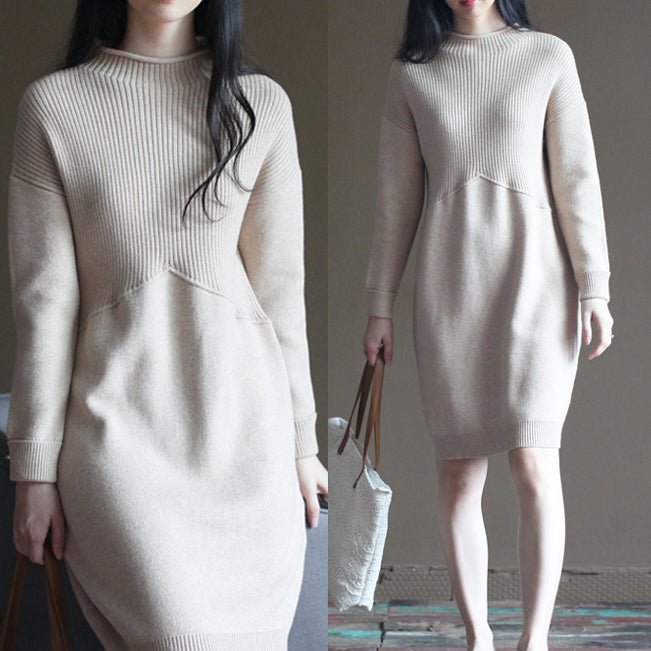 nude sweater dress