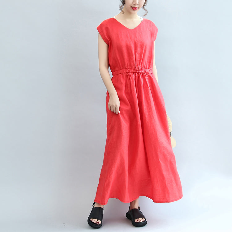 red short sleeve maxi dress