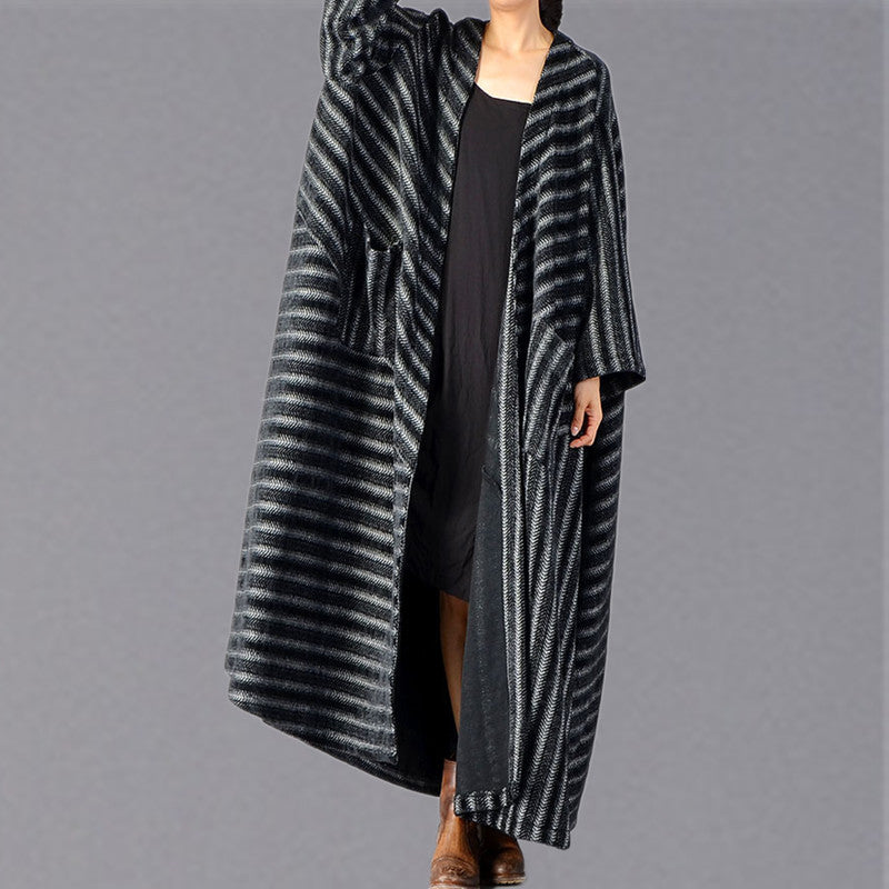 plus size long black coat