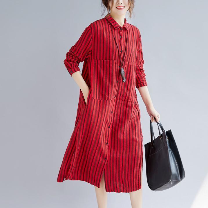 red cotton shirt dress