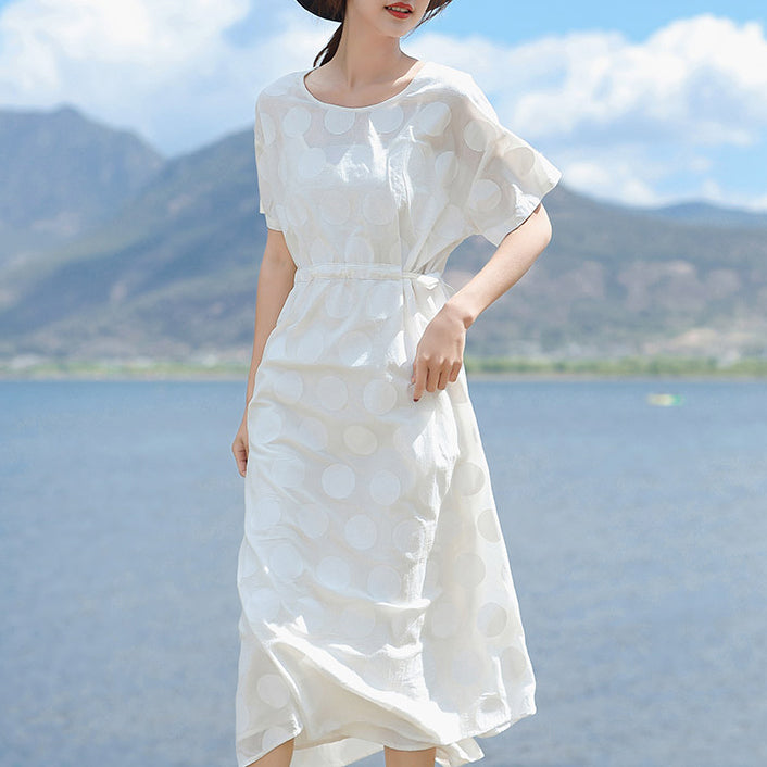 white maxi dress linen