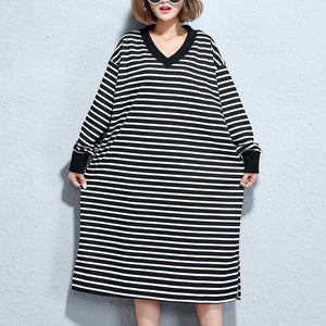 black and white striped cotton dress