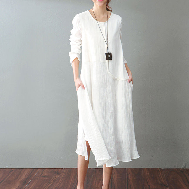 vintage white cotton linen maxi dress 