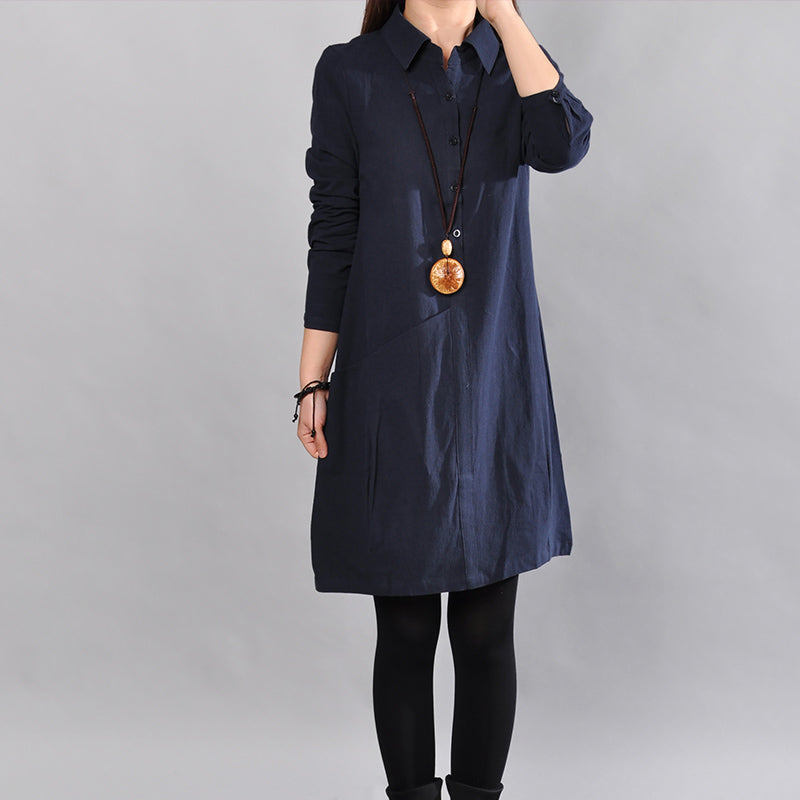 long sleeve shirt dress with pockets