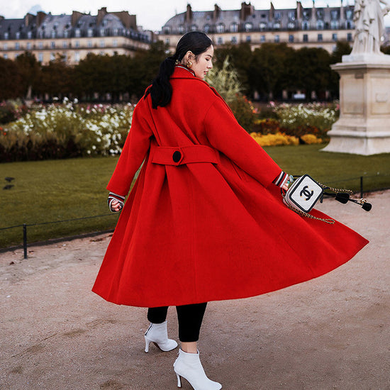 plus size red wool coat