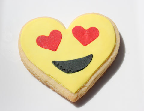 Heart Eyes Emoji Cookies made with Heart Cookie Cutter