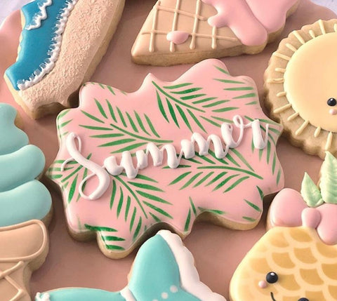 Summer Cookies made with Palm Leaves Pattern Cookie Stencil