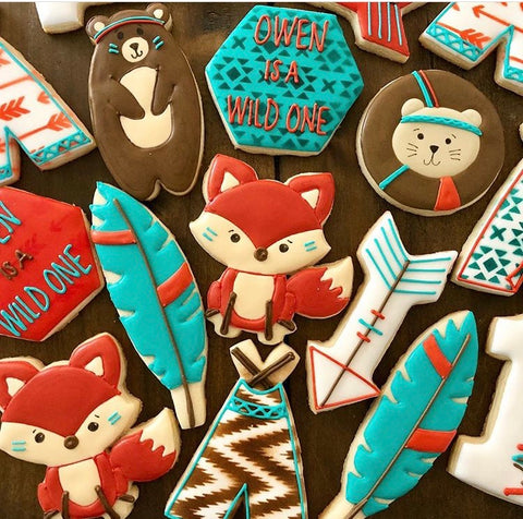 Wild One Birthday Cookies made with Tribal Print Cookie Stencil