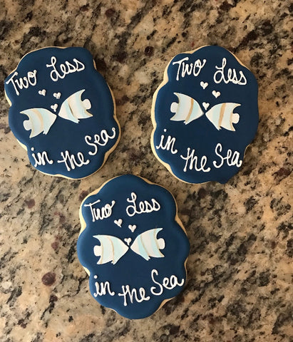 Wedding Cookies made with Angel Fish Kiss Cookie Stencil