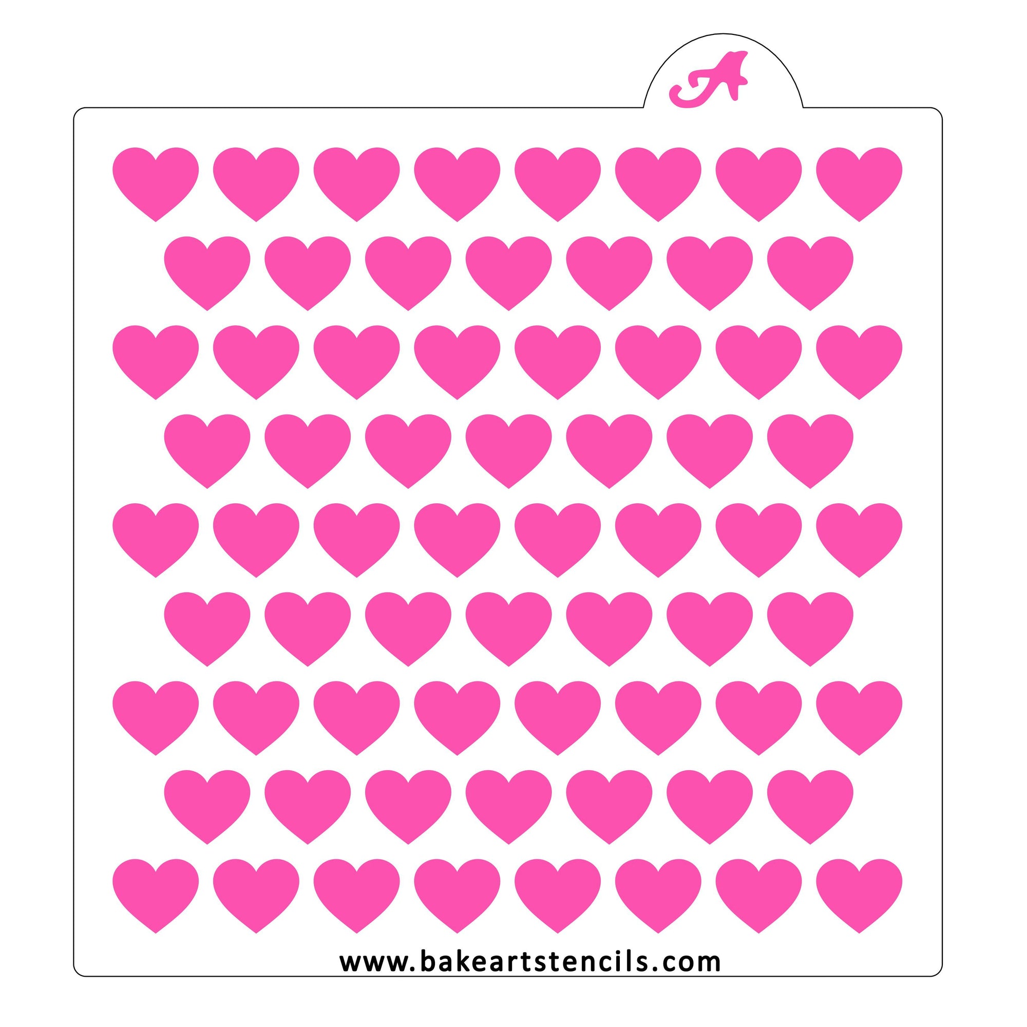 Small Hearts Pattern Cookie Stencil - bakeartstencils