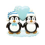 Penguin Couple with Blue Heart Christmas Ornament