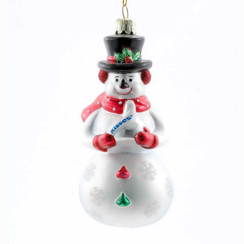 Snowman With Hershey's™ Kiss Glass Ornament