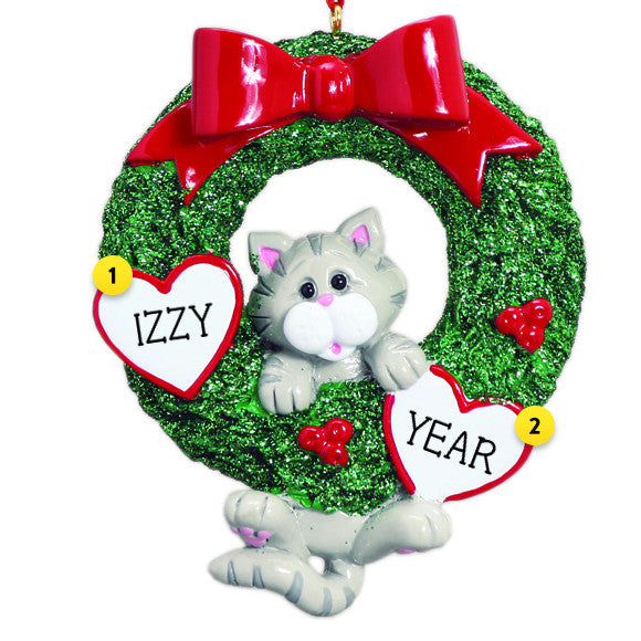 grey tabby kitten xmas ornament
