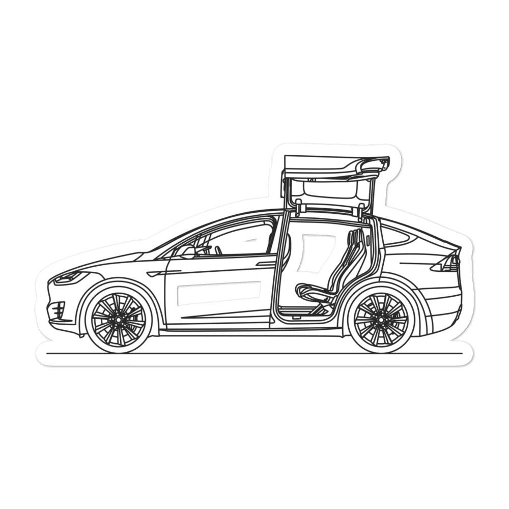 Tesla Model X Open Doors Sticker Artlines Design