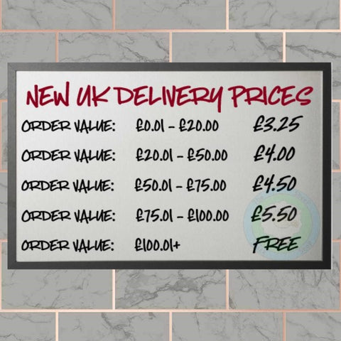 New UK Delivery Prices wef January 3rd 2019