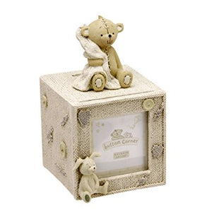 Button Corner Resin Cube Money Box with space for photo