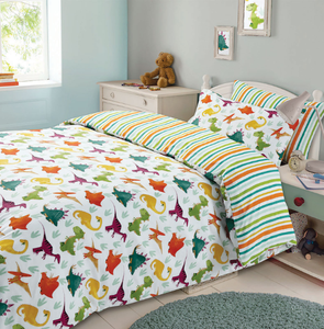 Multi Colour Dinosaur Reversible Duvet Cover Set Perfect For