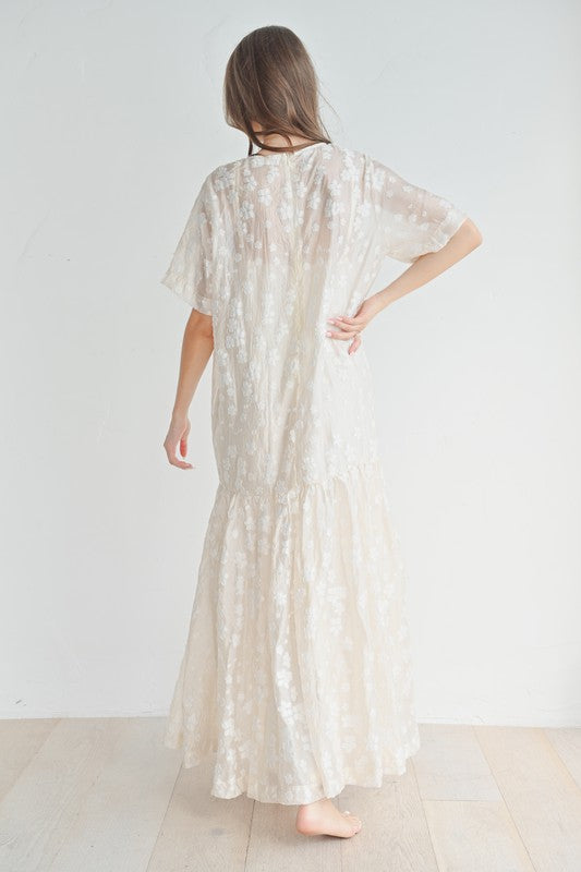 The Wren Eyelet Floral Lace Maxi Dress, White