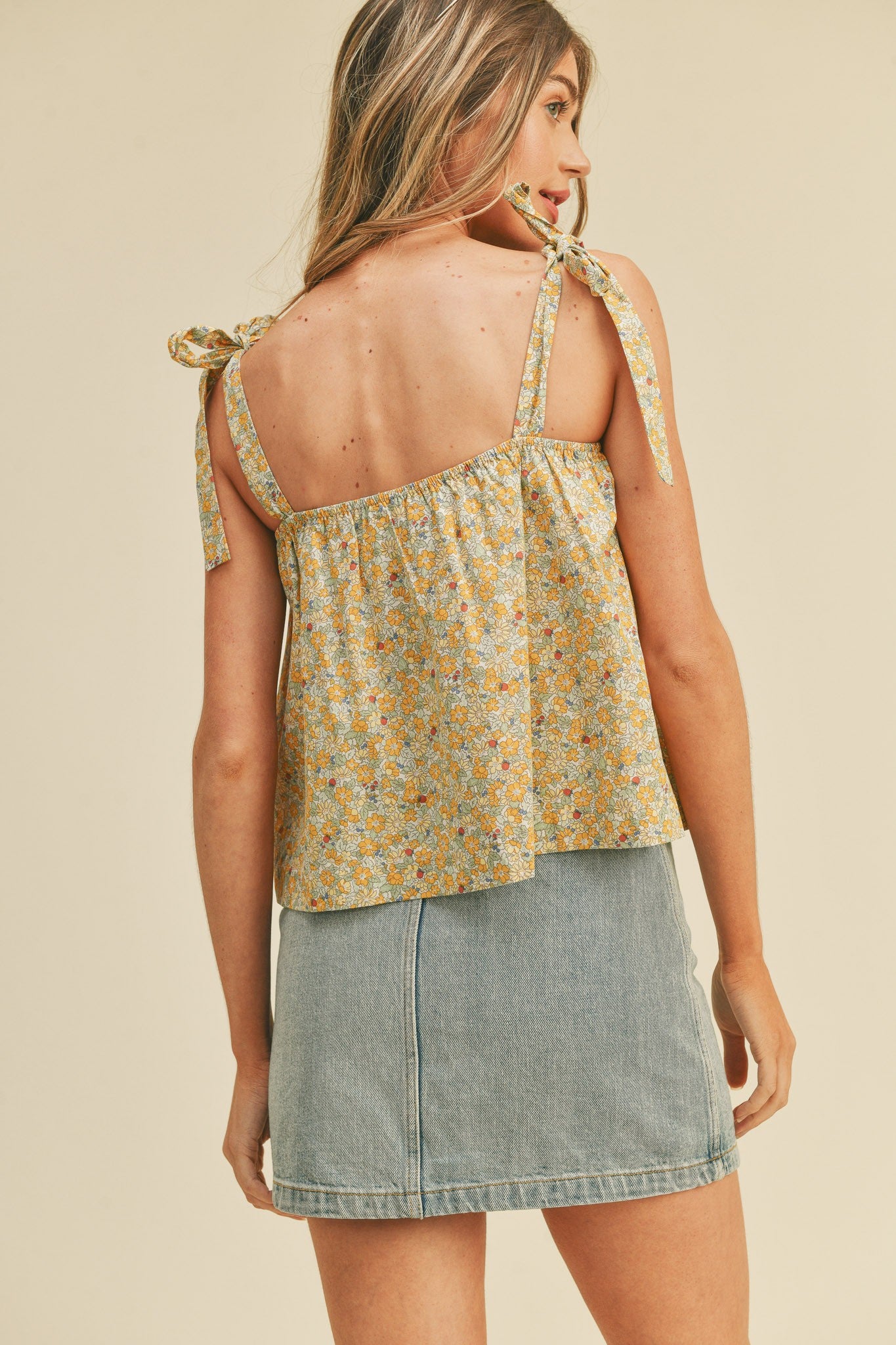 The Taylor Smocked Tank Top | Lime Floral 
