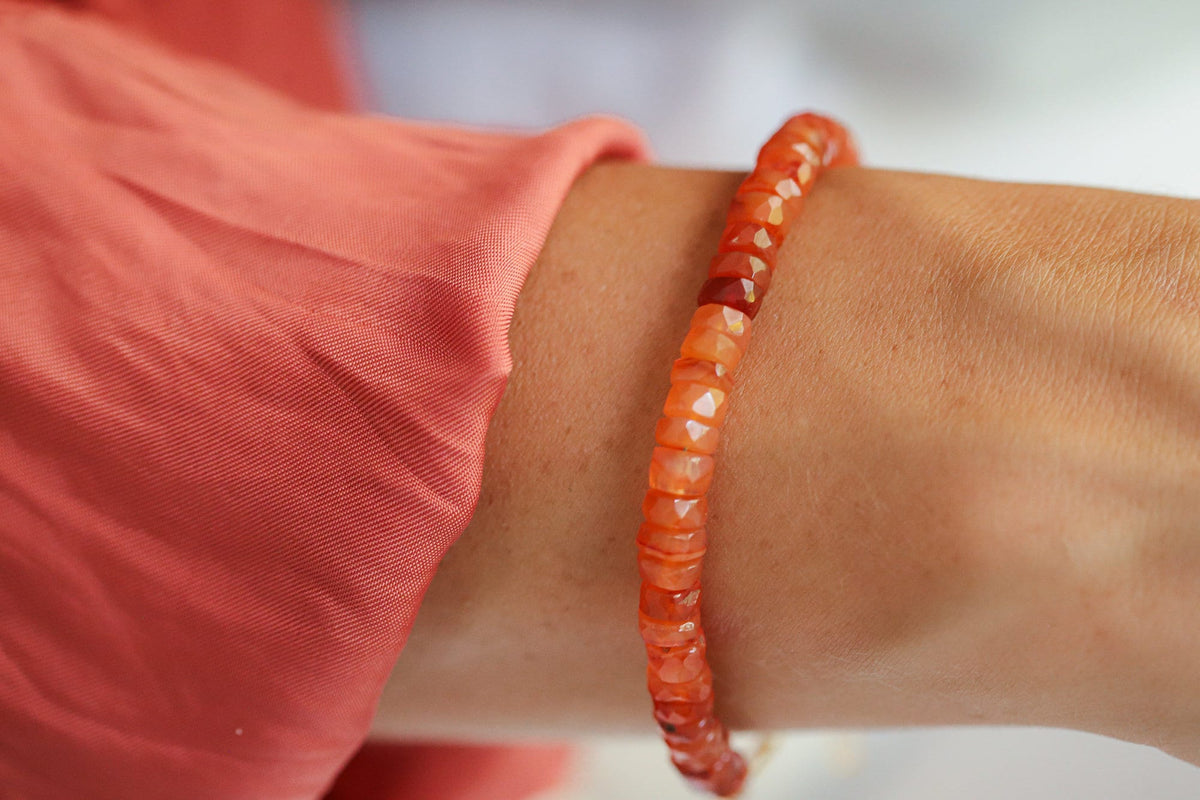 Genuine Carnelian Bracelet Sterling Silver Bangle Cuff49 - SMGL