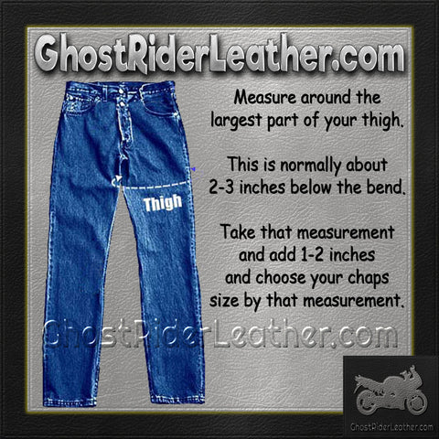 How to size leather chaps. How to measure my thigh for chaps.
