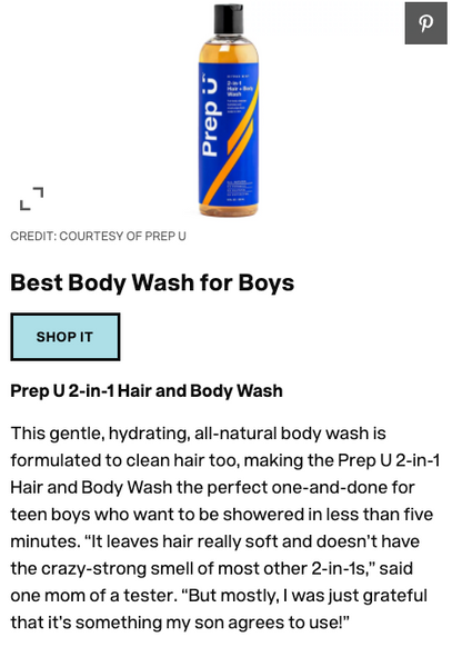 Prep U Best of Teen Body Wash for Boys 2021