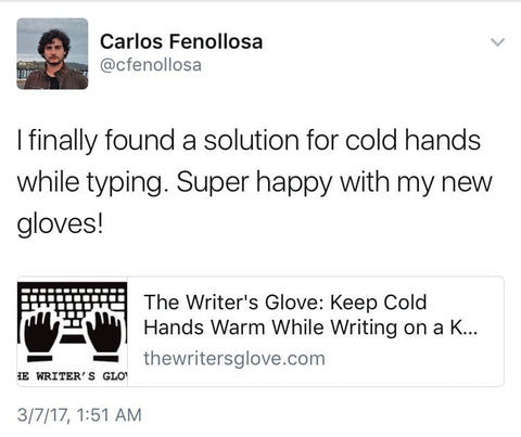 Warm gloves for typing with cold fingers