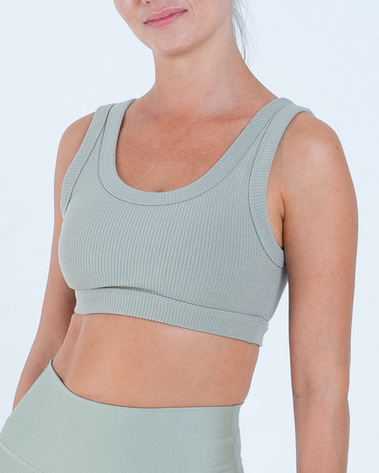 Alo Yoga XS Blissful Henley Top Bra - Athletic Grey – Soulcielite