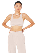 Load image into Gallery viewer, Alo Yoga XS Velour Glimmer Scoop Neck Bra - Dusty Pink
