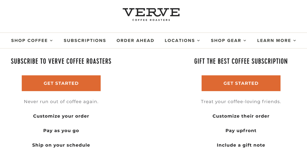 Verve Coffee Gift Subscription option