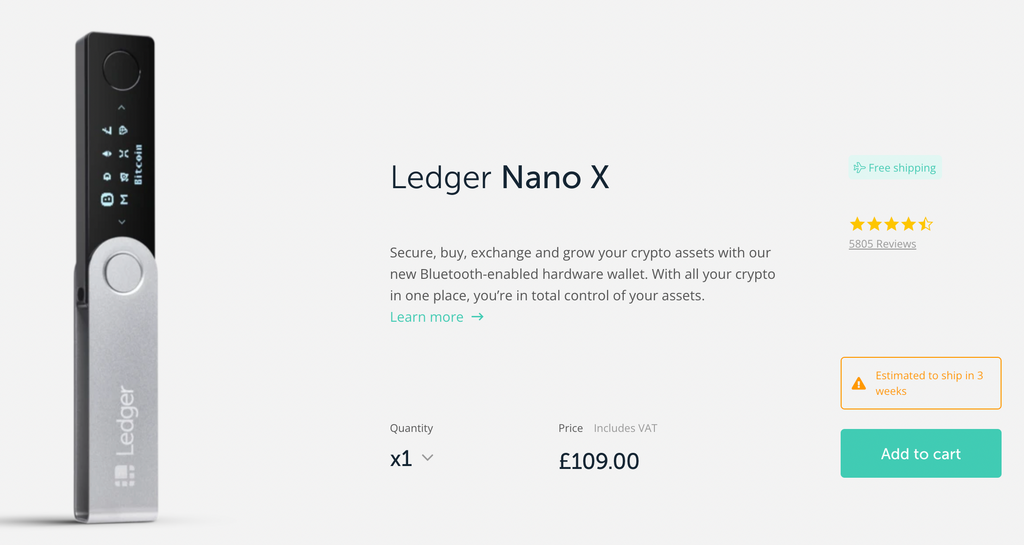 Ledger Nano X product page example