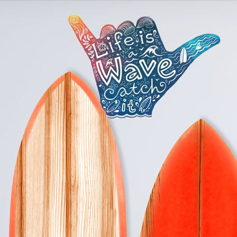 surfer catch a wave wall decal