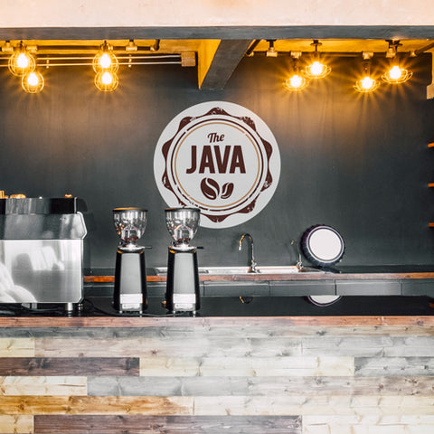 custom logo wall decal in coffee shop