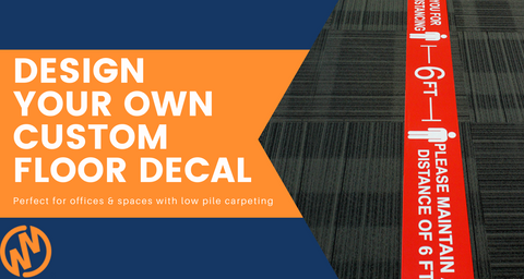 design your own custom floor decal, perfect for offices and spaces with low pile carpeting