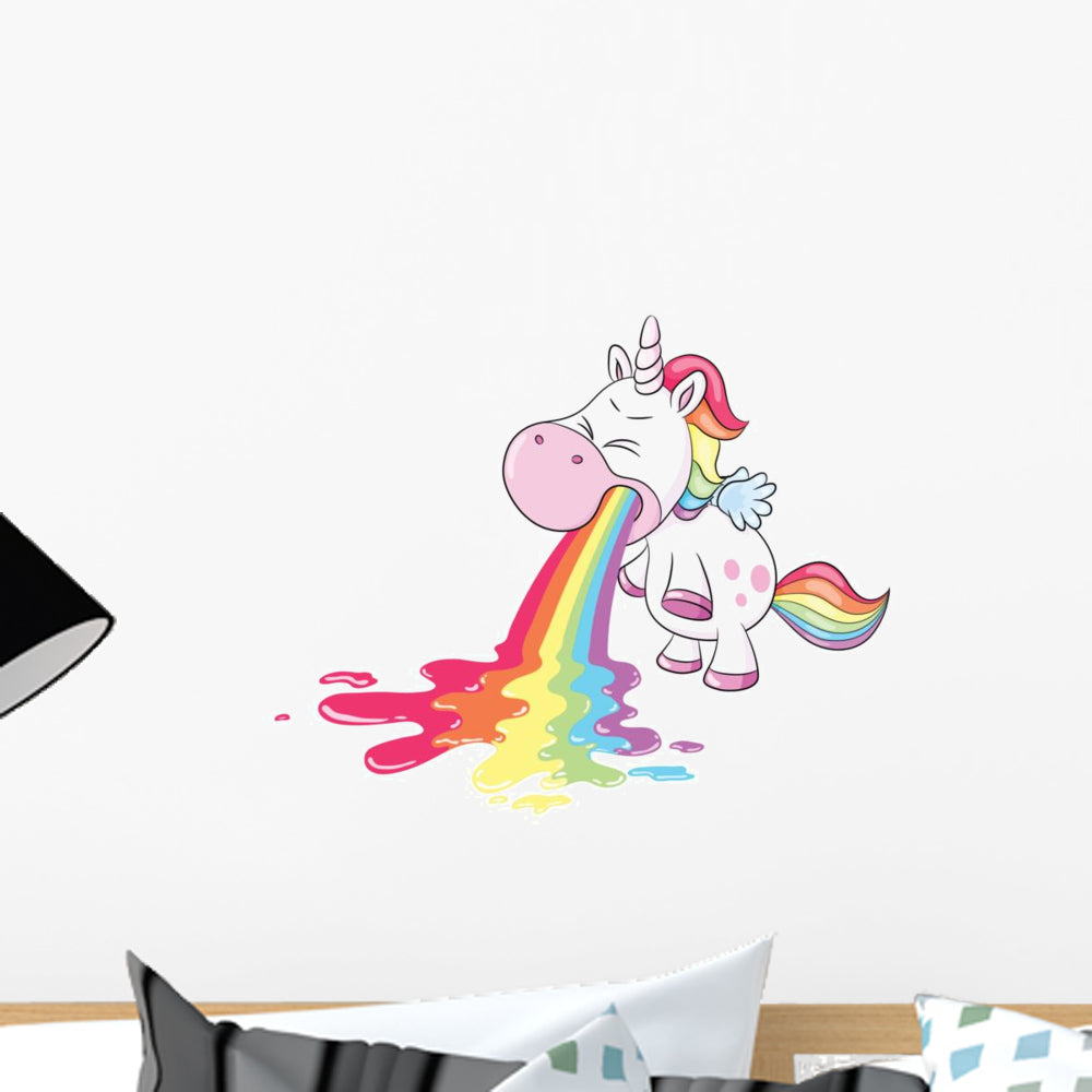cute rainbow barfing unicorn wall decal wallmonkeyscom