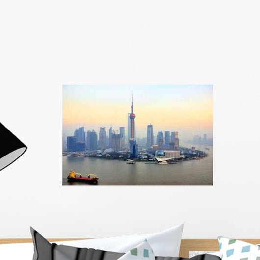 China Shanghai Pudong Skyline Wall Decal Wallmonkeys Com