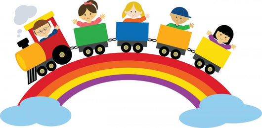 Train Traveling Rainbow Wallmonkeys Com