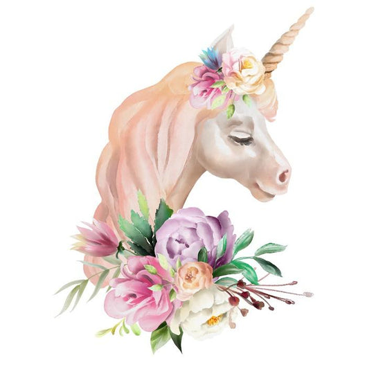 Download Floral Watercolor Unicorn Head Wall Decal - WallMonkeys.com