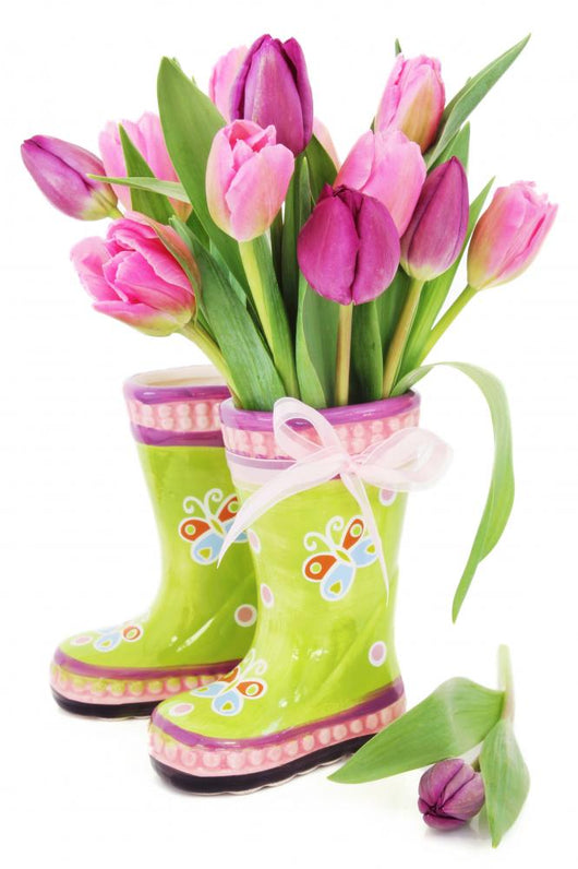 flowers in boots