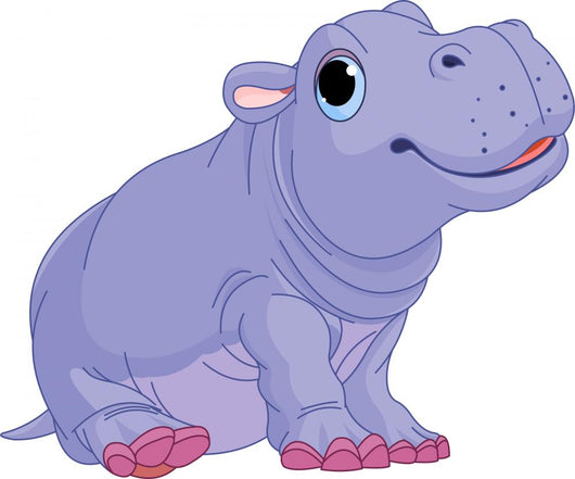 Cartoon Baby Hippo Boy Wall Decal Wallmonkeys Com